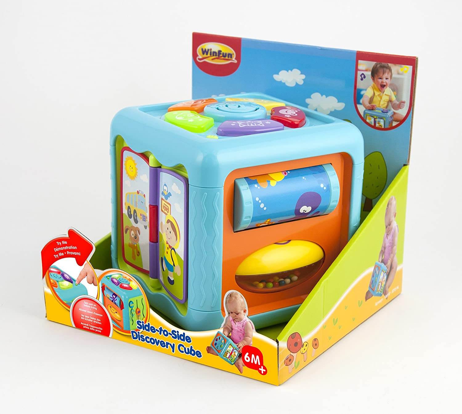 Side To Side Discovery Cube Baby Toy 5 in 1 Activity Cube with Sounds, Lights, Melodies - Al-Raheem Imports