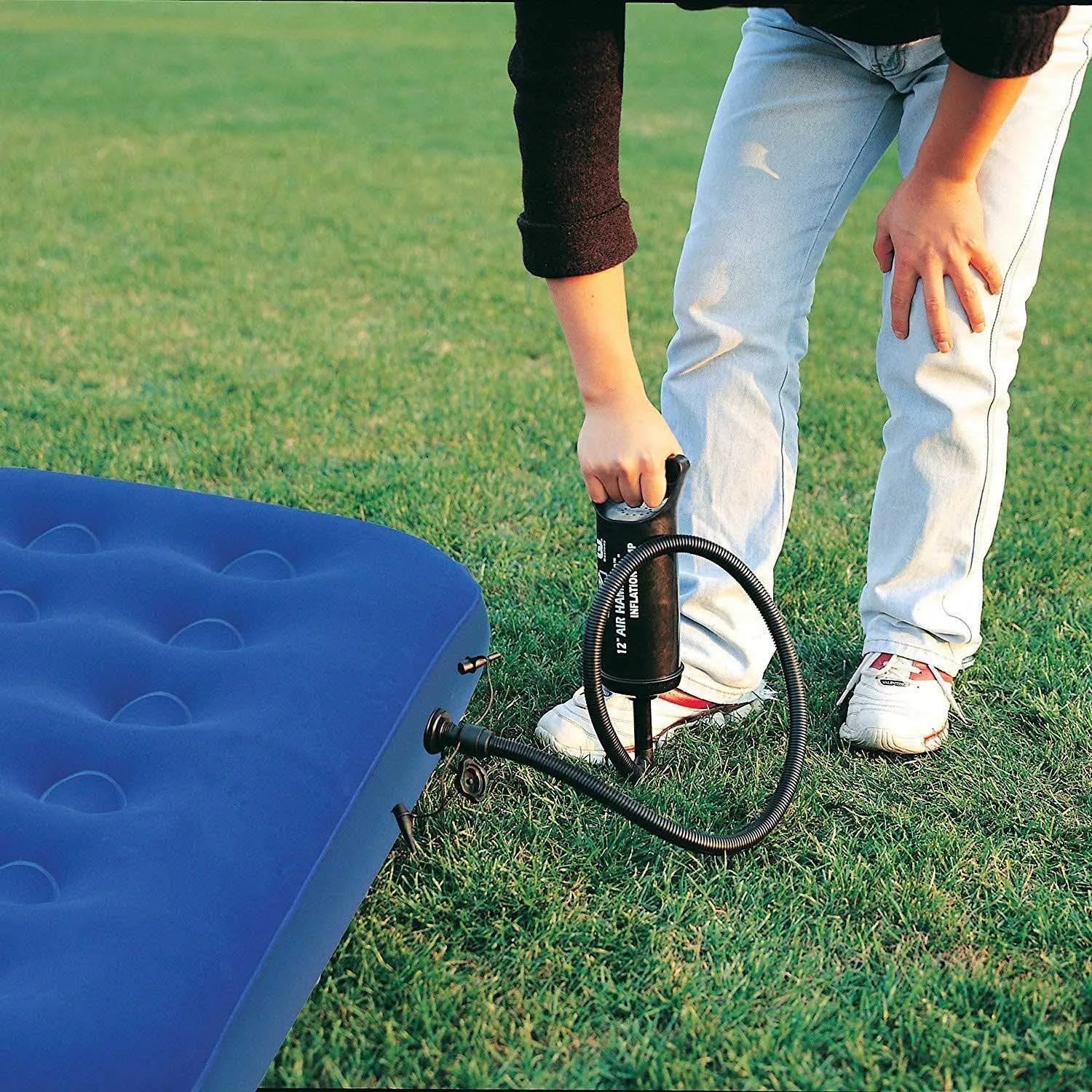 Air Hammer 14 Inch Manual Inflation Pump with 3 Valve Adaptors for Inflatables