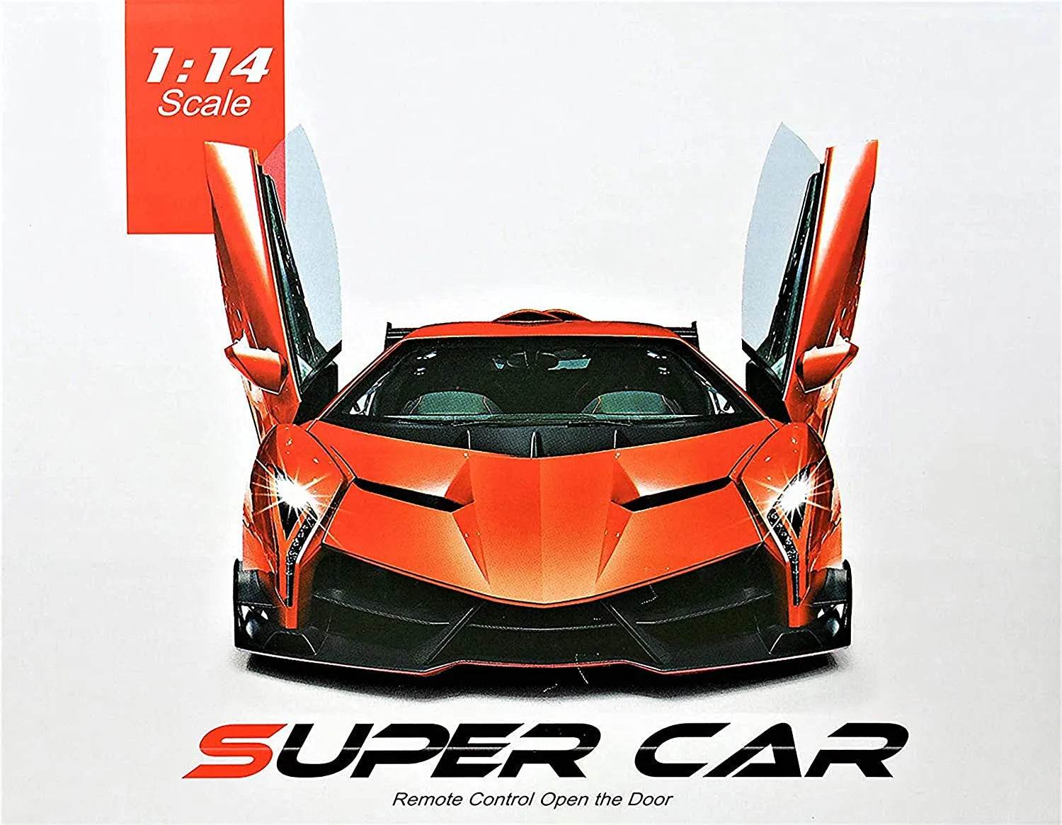RC Super Car Lamborghini Veneno 3688-K12A Remote Control 1:14 Scale Rechargeable Orange Sports Car with Opening Doors - Al-Raheem Imports