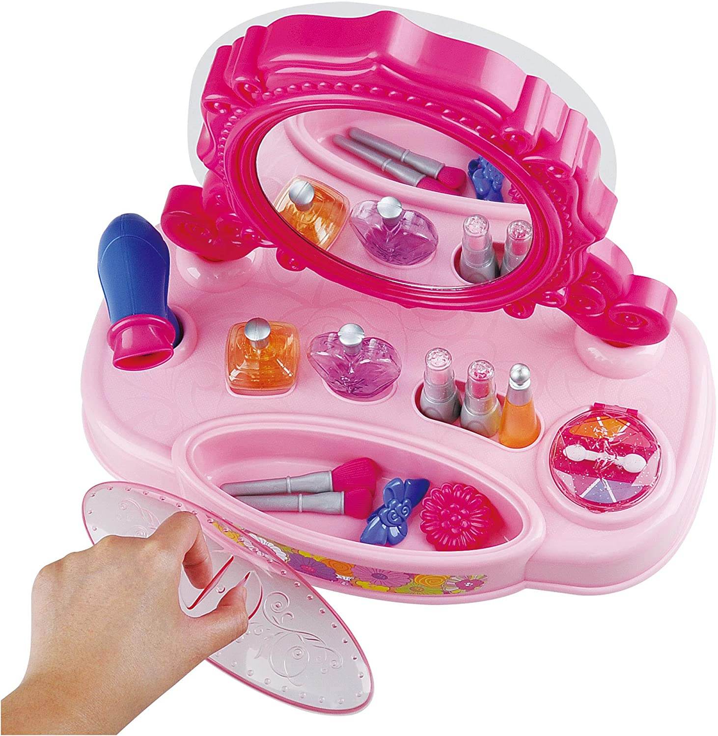 Little Vanity Corner Playset With Accessories Hairbrush Nail Paints Hair Dryer Perfume Comb - Al-Raheem Imports