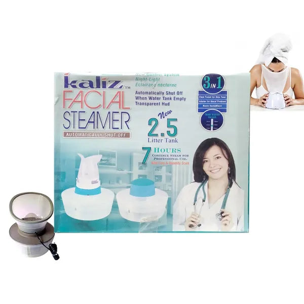 Kaliz 3 In 1 Facial Steamer 2.5 Litre Large Tank 7 Hours Continuous Steam Inhaler Humidifier with Auto Shut Off