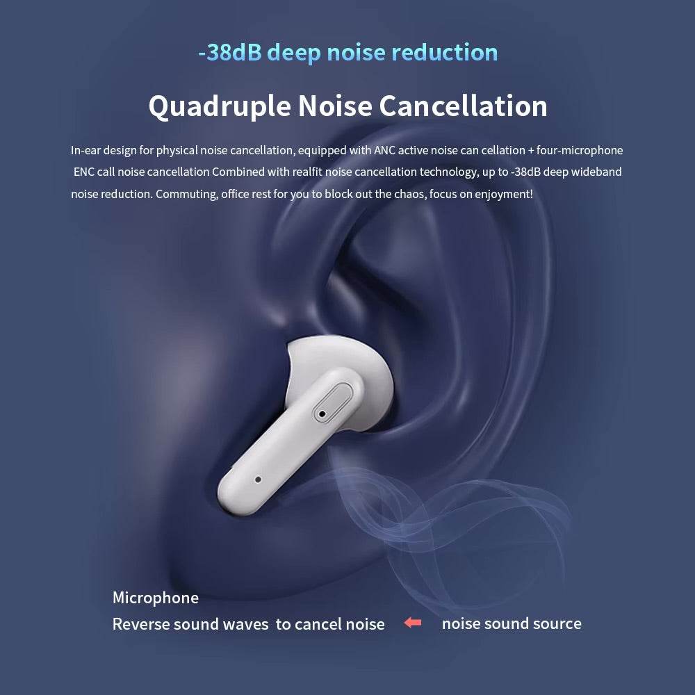 Realfit F3 ANC Active Noice Cancellation Bluetooth Earphones ENC Call Earbuds - Al-Raheem Imports