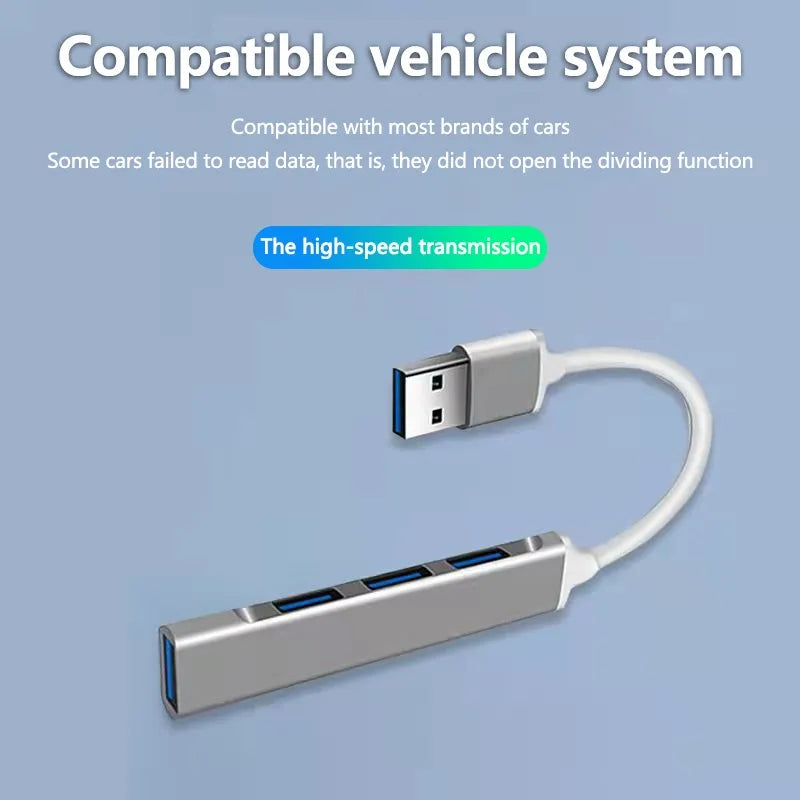 Aluminium Shell Portable 4 Ports USB 3.0 Hub Adapter