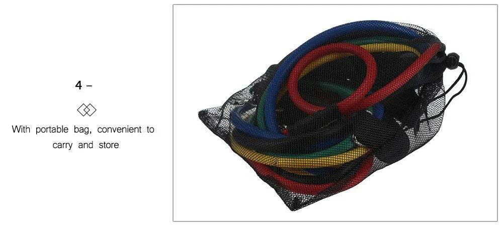 Pack Of 5 Fitness Gym Equipment Workout Elastic Resistance Bands Training For Exercise Pull Rope - Al-Raheem Imports