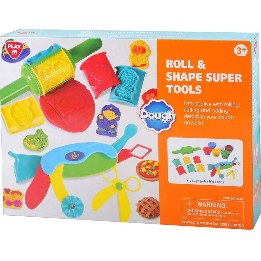 Roll And Shape Super Tools Creative Kids Play Toy Set with 6 Dough Pots - Al-Raheem Imports