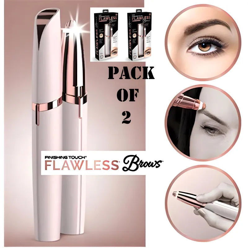 Pack of 2 Electric Eyebrow Trimmers Mini Eye Brow Shavers and Portable Epilators Facial Hair Removers for Women with Precision Stainless Steel Tips