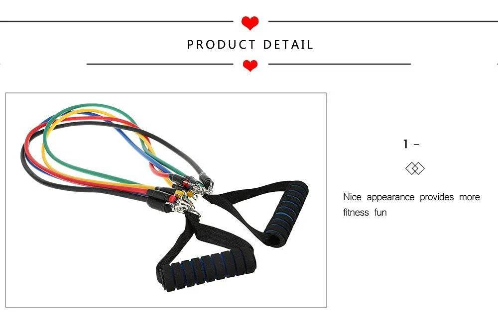 Pack Of 5 Fitness Gym Equipment Workout Elastic Resistance Bands Training For Exercise Pull Rope - Al-Raheem Imports