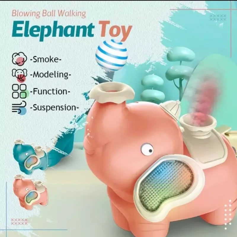 Ball Blowing Elephant Toy with Music Light and Dual Speed Modes for Kids