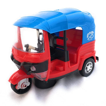 Bump and Go Auto Rickshaw Toy with Flashing Lights and IC Sound for Kids