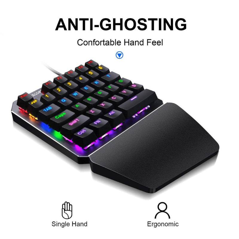 Sades TS-35 One Handed 35 Keys Mechanical RGB Gaming Keyboard with LED Backlit - Al-Raheem Imports