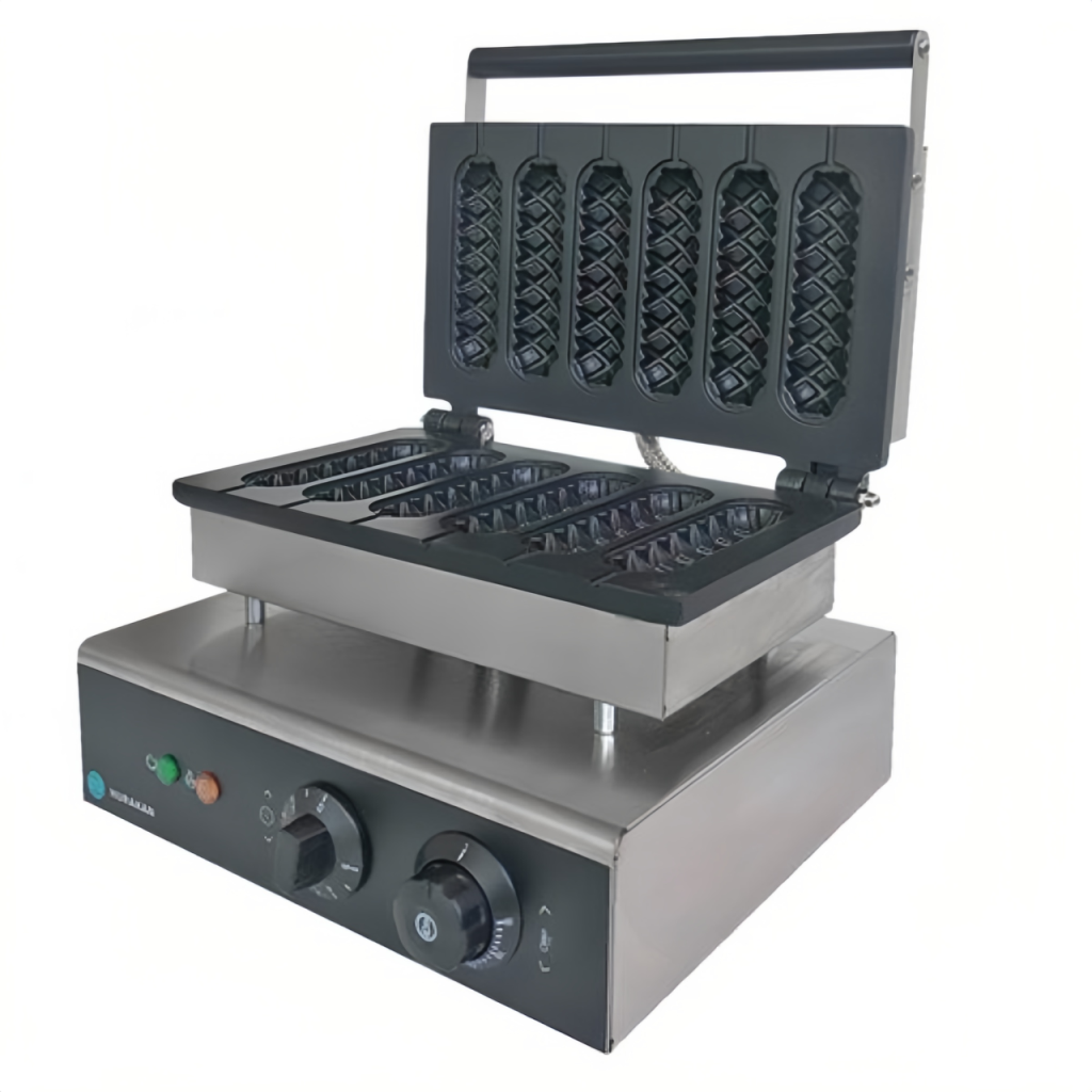 Commercial Electric Waffle Stick Maker 6 Slot Stainless Steel Waffle Machine | Non-Stick Plates | Fast Heating