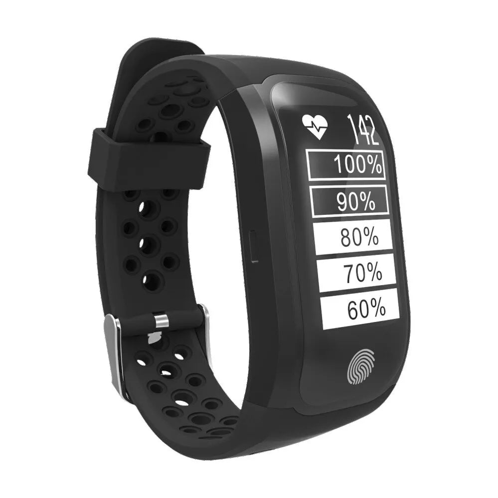 S908 GPS Smart Band IP68 Waterproof Fitness Tracker with Heart Rate Monitor and Call Reminder Black