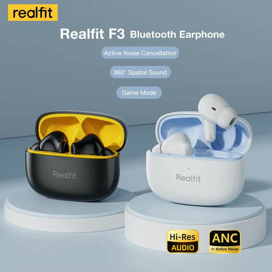 Realfit F3 ANC Active Noice Cancellation Bluetooth Earphones ENC Call Earbuds - Al-Raheem Imports