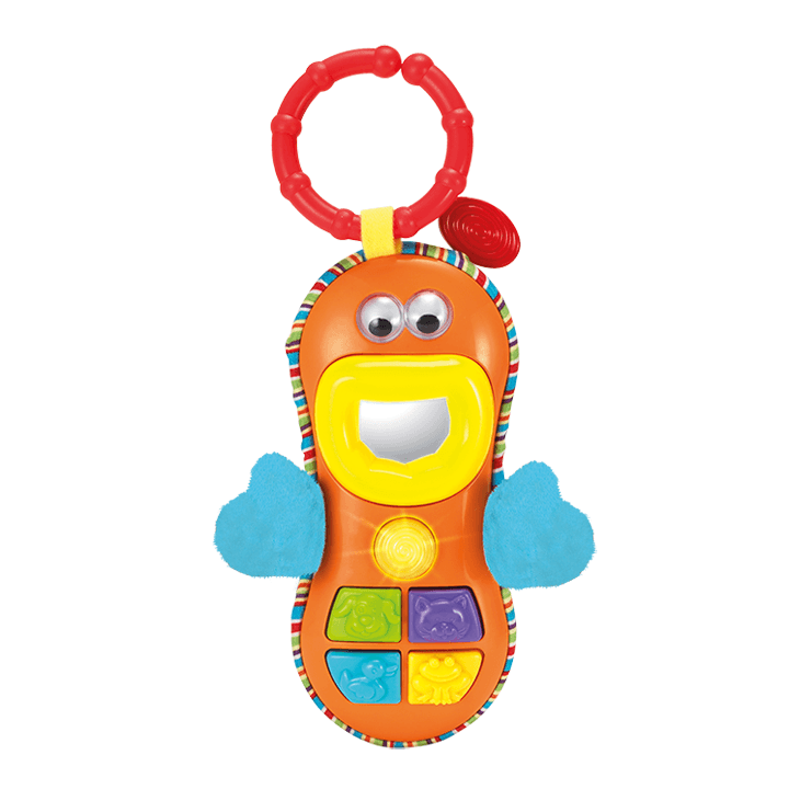 Silly Face Cell Phone Toy for Babies Musical Animal Buttons, Flashing Lights & Mirror (3M+) - Al-Raheem Imports