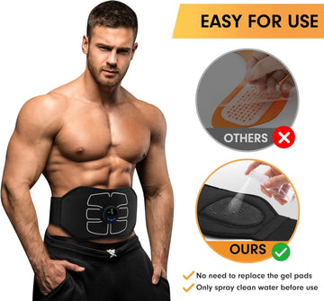 Black Six Pack ABS Stimulator EMS Muscle Toner Belt Weight Loss Vibrator Massager
