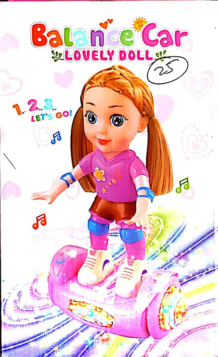 Pink Balance Car Doll with Light and Music for Girls 3+