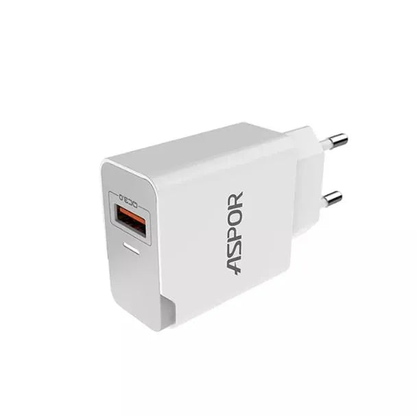 Aspor A822 PD+QC3.0 18W Fast Charger with Micro USB Cable White