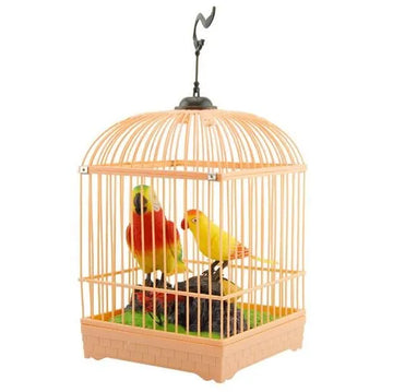 Beautiful Birds Induction Electric Chirping Parrot Cage Toy Voice Activated for Kids
