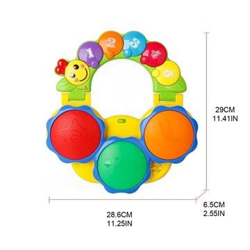 Baby Hand Drum Musical Rattle Toy with Lights and Sounds for Infants