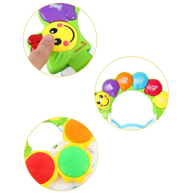 Baby Hand Drum Musical Rattle Toy with Lights and Sounds for Infants