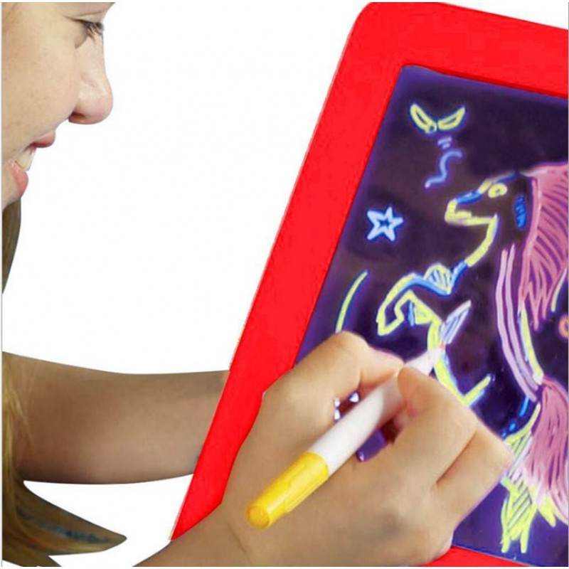 Kids 3D LED Magic Drawing Pad Light Up Tracing Board with Pen & Brush for Creative Fun - Al-Raheem Imports