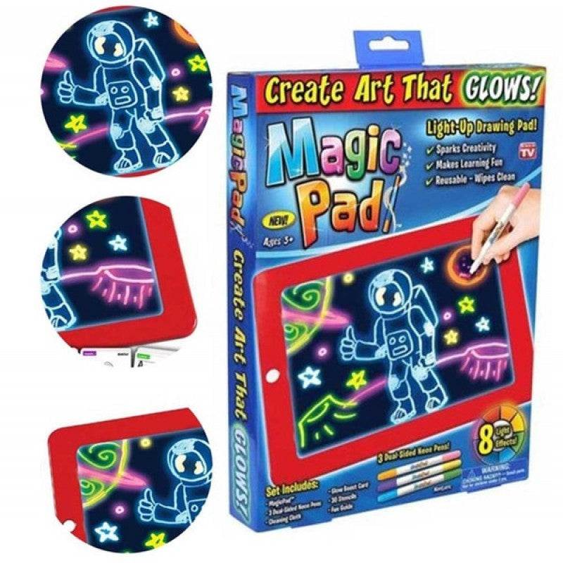 Kids 3D LED Magic Drawing Pad Light Up Tracing Board with Pen & Brush for Creative Fun - Al-Raheem Imports