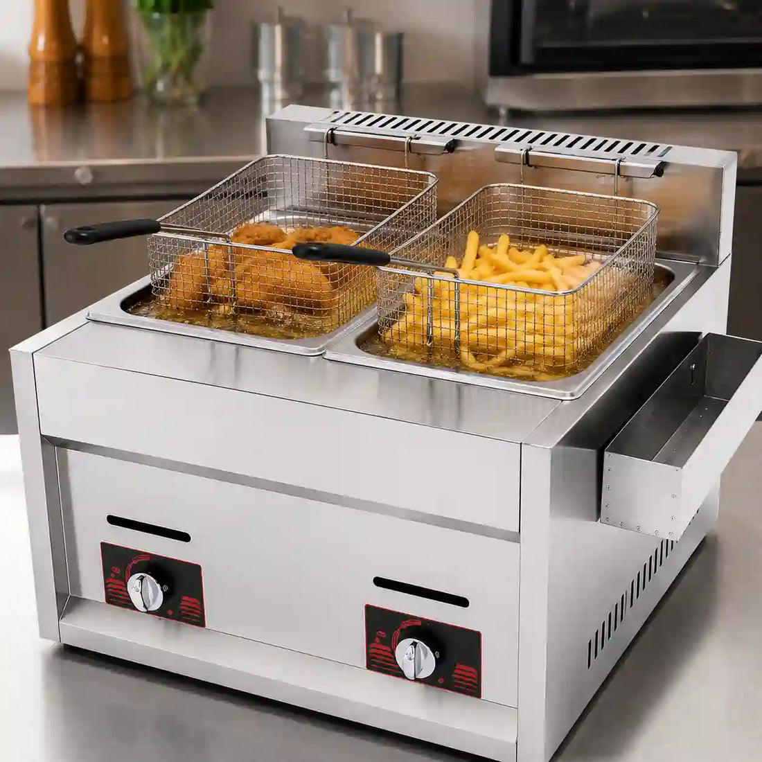 12 Liter Double Tank Gas Deep Fryer Perfect for Commercial Use Heavy Duty Quality