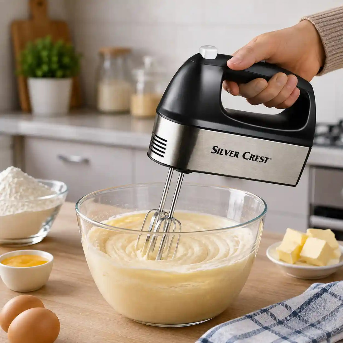 Silver Crest Stainless Steel 5 Speeds Electric Hand Food Mixer Food Blender Dough Mixer Whisk Beater Egg Beater Cream Whipper for Kitchen Copper Motor 600 Watts SC-922