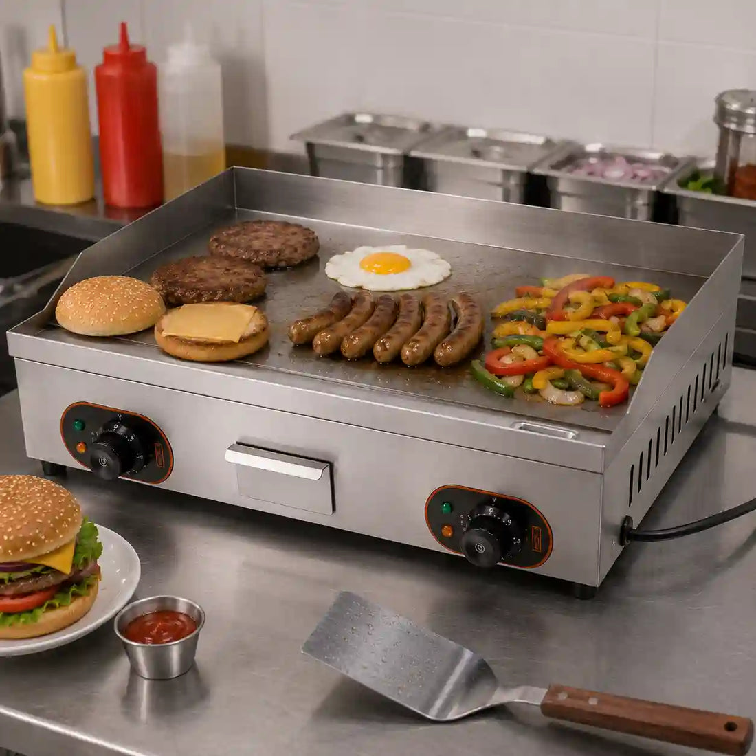Commercial Electric Flat Hotplate Griddle | 28.66×15.75 Inches Stainless Steel Hotplate