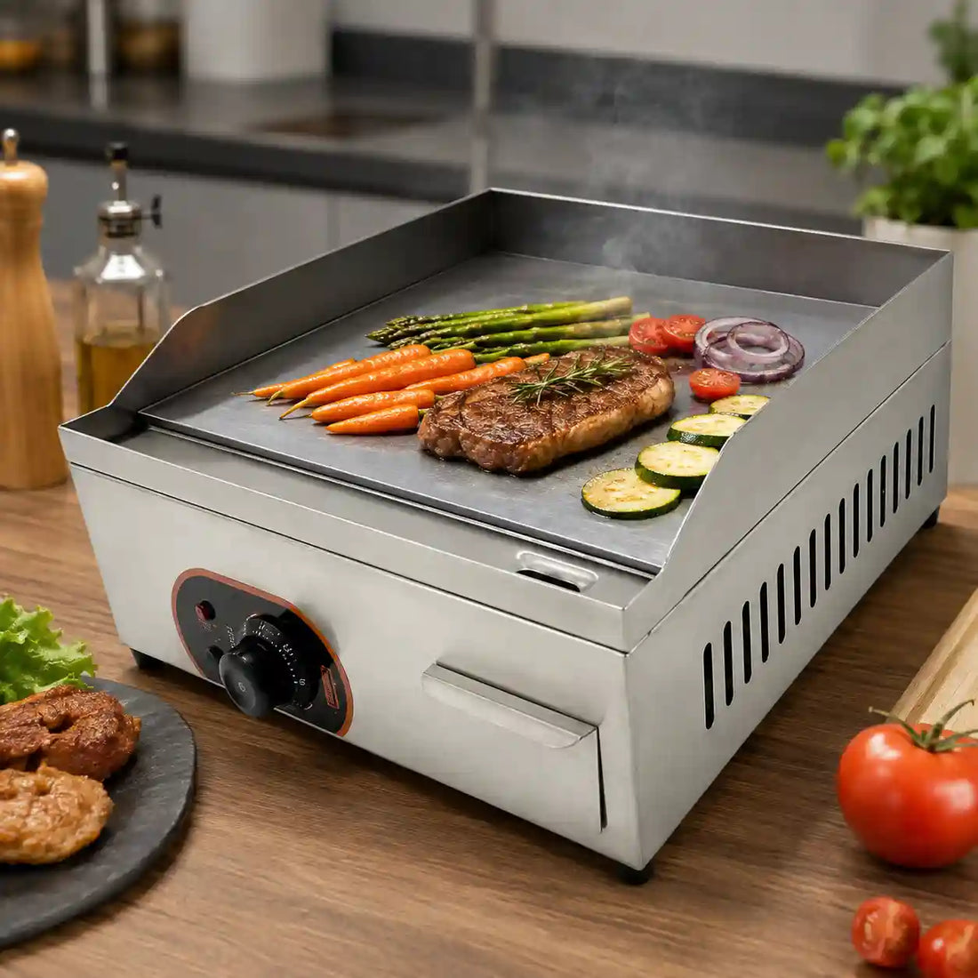 Commercial Electric Flat Hotplate Griddle | 15.75×13.78 Inches Stainless Steel Hotplate
