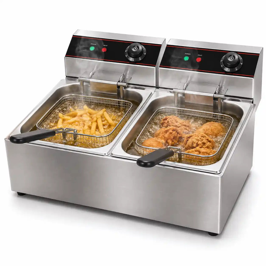 Imported Double Electric 12L Deep Fryer Stainless Steel French Fries Electric Frying Machine.