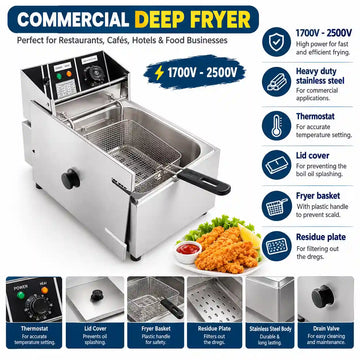 Single Electric 6L Commercial Deep Fryer Electric Frying Machine