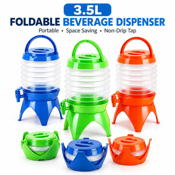 3.5 Liter Mini Portable Manual Foldable Multi Purpose Beverage Dispenser for Camping and Outdoor Events