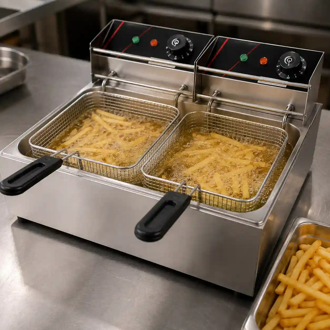 Imported 12L Electric Deep Fryer Heavy Duty Commercial Use  60°C to 200°C Temperature Control Dual Basket