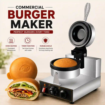 Commercial Electric Burger Machine | Burger Patty Press & Bun Toaster | Stainless Steel Fast Food Equipment