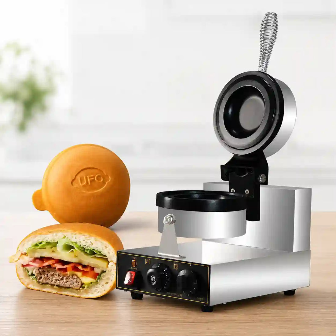 Commercial Electric Burger Machine | Burger Patty Press & Bun Toaster | Stainless Steel Fast Food Equipment