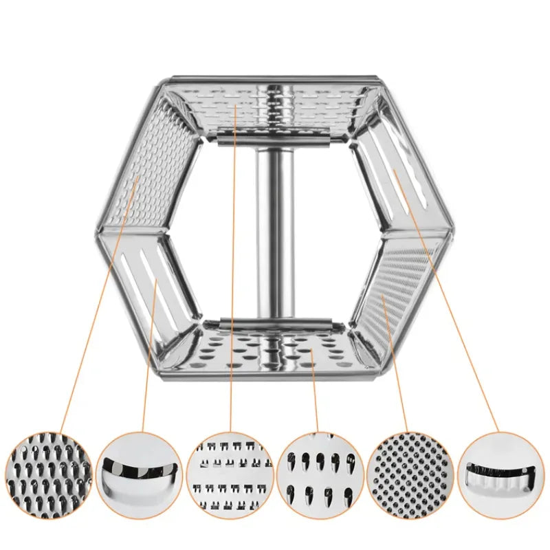 Eco Friendly 6 Sided Stainless Steel Box Grater Multi Purpose Vegetable Cheese Shredder