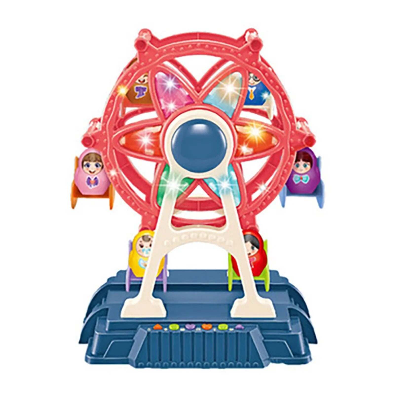 Kids Amusement Park Toy Set with Music LED Lights and 6 Dolls Rotating Airplane Swing Ferris Wheel