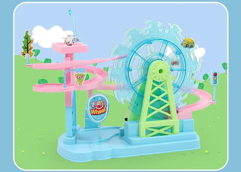 Electric Ferris Wheel Track Toy with Music and Lights Interactive Building Set