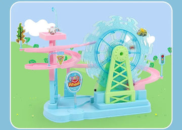 Electric Ferris Wheel Track Toy with Music and Lights Interactive Building Set