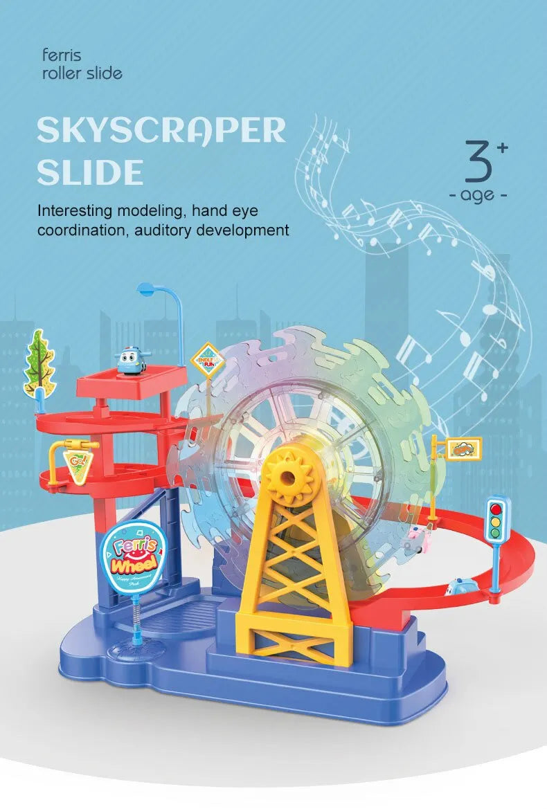 Electric Ferris Wheel Track Toy with Music and Lights Interactive Building Set