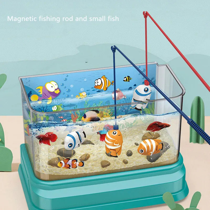 Electric Water Circulation Fish Tank Magnetic Fishing Toy Set with Music and Light