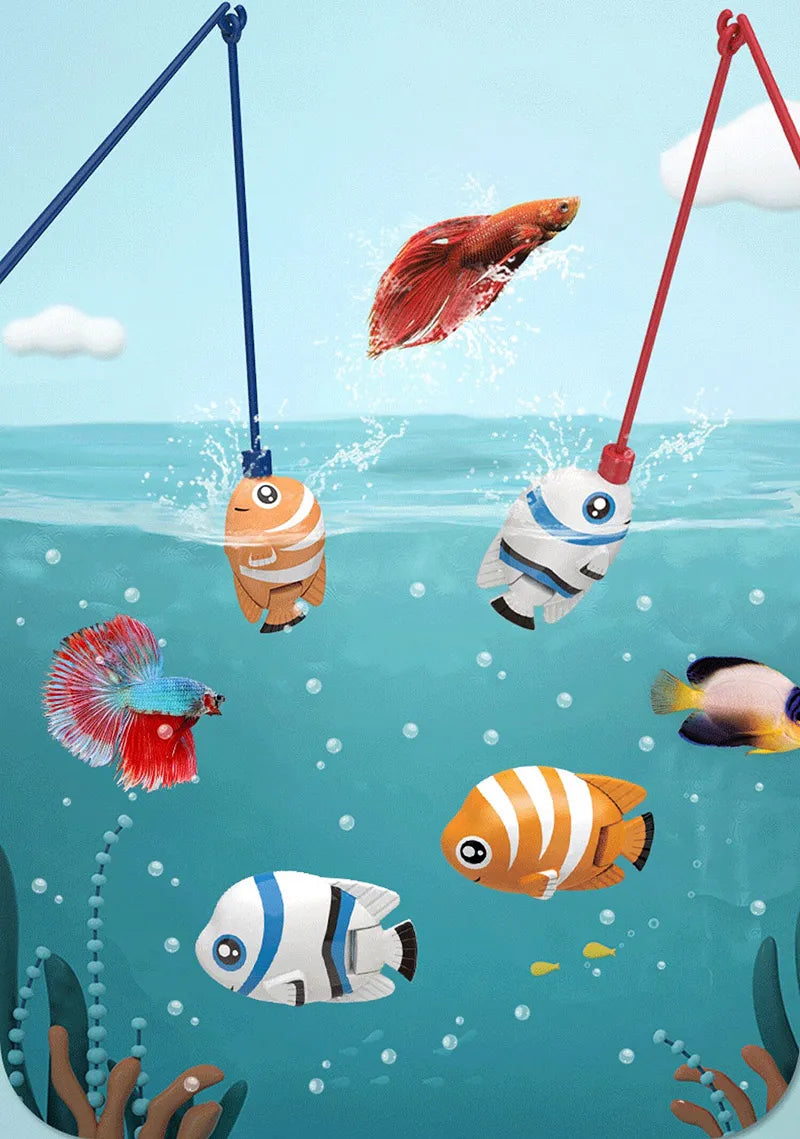 Electric Water Circulation Fish Tank Magnetic Fishing Toy Set with Music and Light
