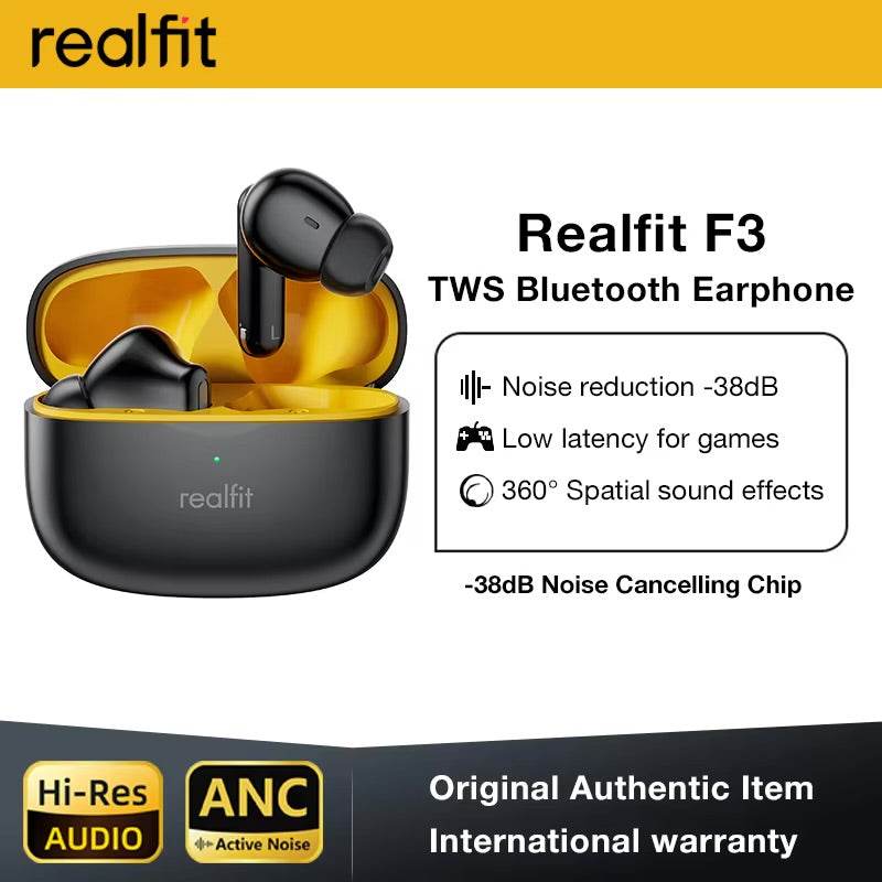 Realfit F3 ANC Active Noice Cancellation Bluetooth Earphones ENC Call Earbuds - Al-Raheem Imports