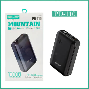 SOVO PD-110 MOUNTAIN 10,000mAh 22.5W PD + QC Fast Charging Power Bank with LCD Display