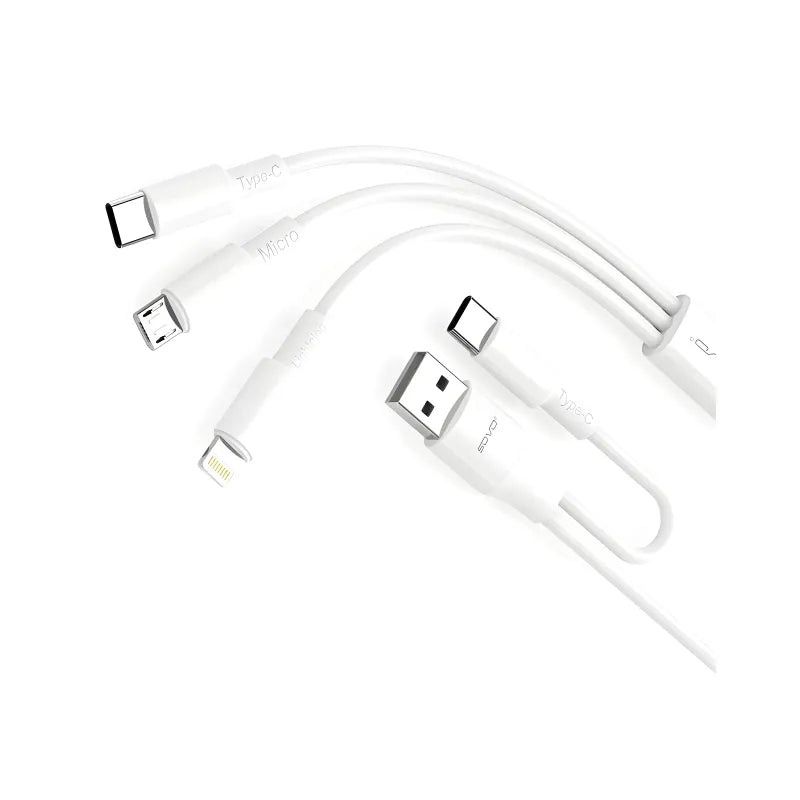 SOVO SC-501 Soft Silicone 45W 3-in-2 PD Fast Charging Cable (Lightning + Type-C + Micro USB)