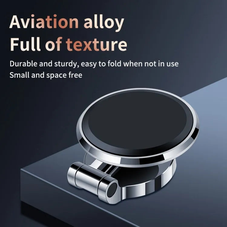 ZF016 Magnetic Alloy Foldable Car Dashboard Phone Holder Silver Strong Magnet 360 Degree Rotation Hands Free Mobile Stand