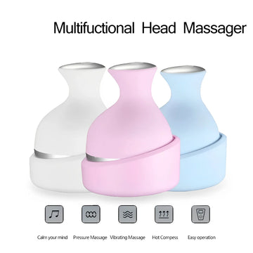 Electric 3D Scalp Massager with 4 Heads 4 Modes Rechargeable Head Massager for Hair Growth and Relaxation