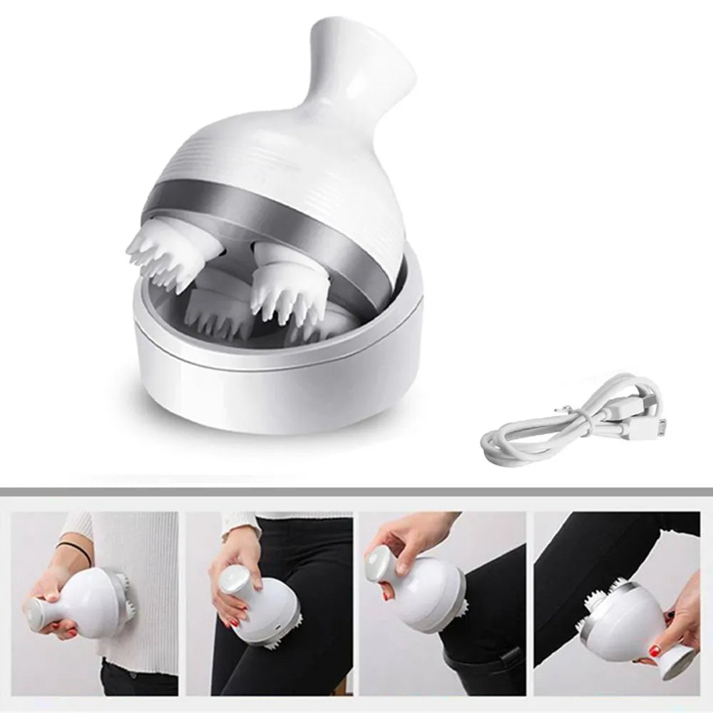 Electric 3D Scalp Massager with 4 Heads 4 Modes Rechargeable Head Massager for Hair Growth and Relaxation