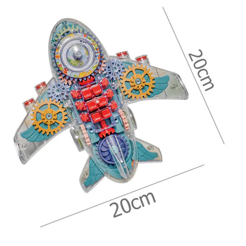 Electric Transparent Gear Airplane Toy with Music and Flashing Lights